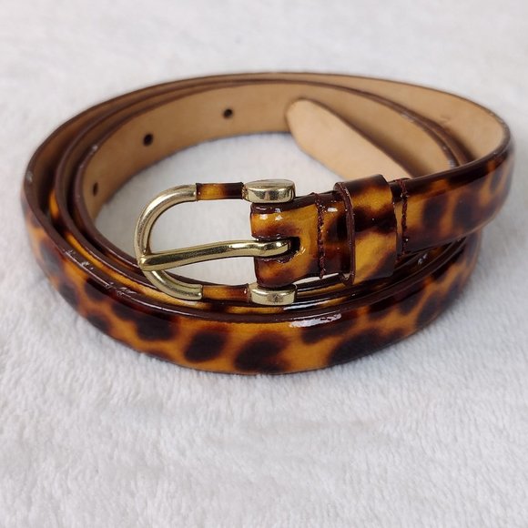 J. Crew Faux Tortoise Shell Narrow Leather Belt Medium
